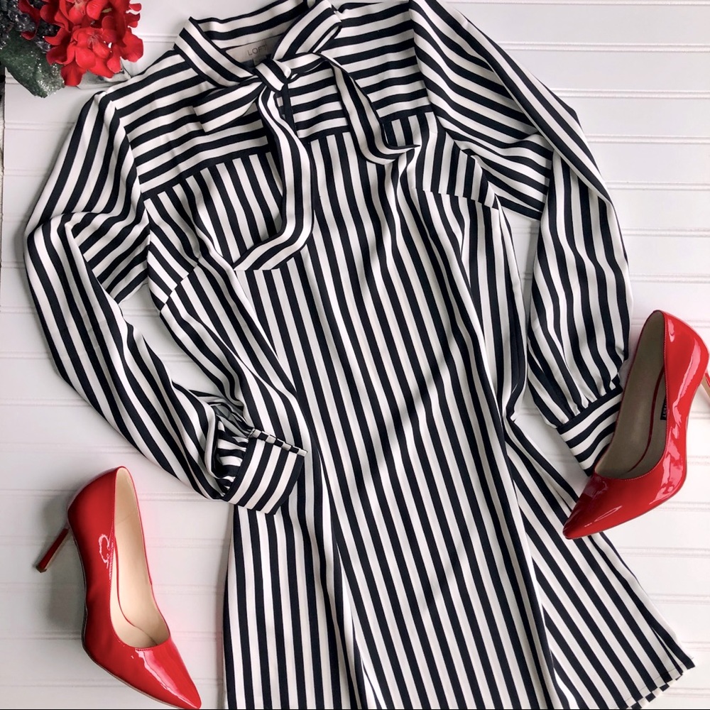 NWOT - LOFT Black & White Stripes Dress